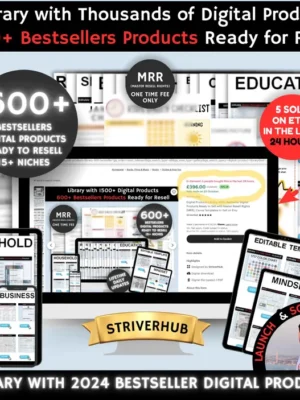 Digital Products Library, 600+ Bestseller Digital Products Ready to Sell with Master-Resell-Rights (MRR), Mrr Plr Canva Templates to Sell